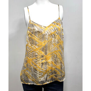 Roan Ryan Silky Lined Spaghetti Tank Top Artsy Geometric Statement Y2K Small